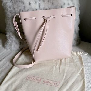 Mansur Gavriel Mini Bucket Bag in Rosa Saffiano